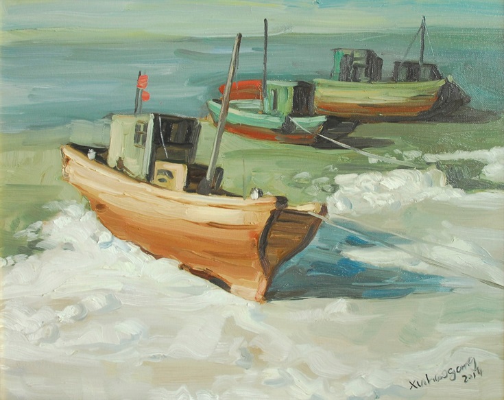 冬日渔船